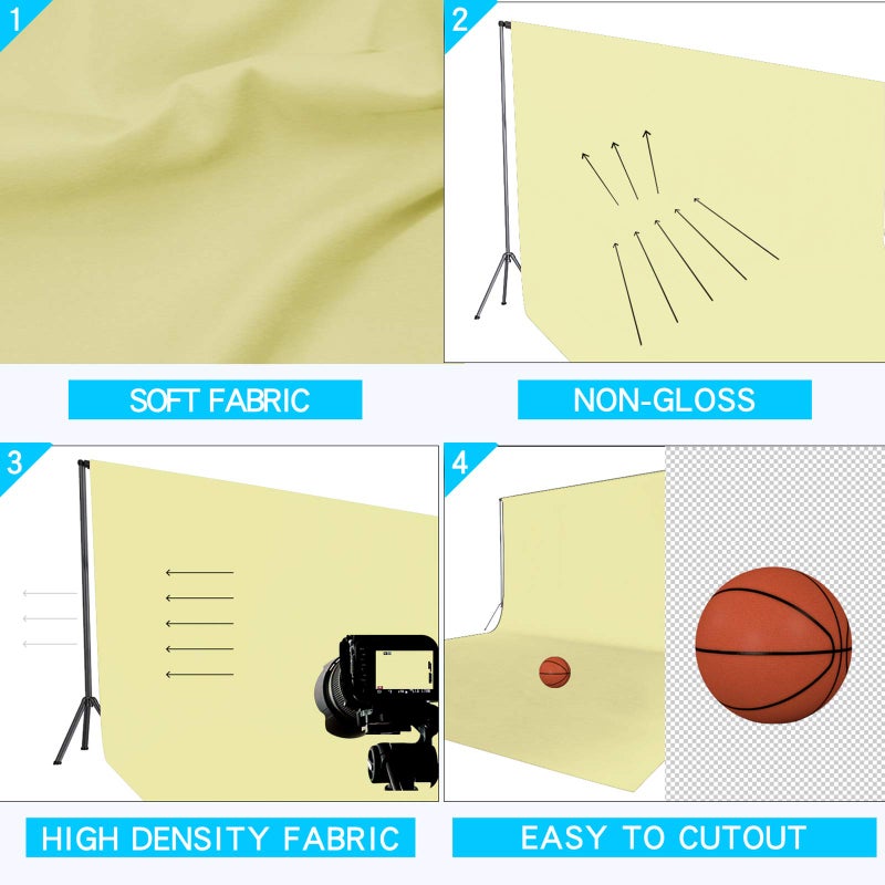 ISSUNTEX 6X9 ft/1.8X2.7 Meters Beige Background Photo Backdrop, Photo Studio, Collapsible High Density Screen for Video Photography and Television - Image 3